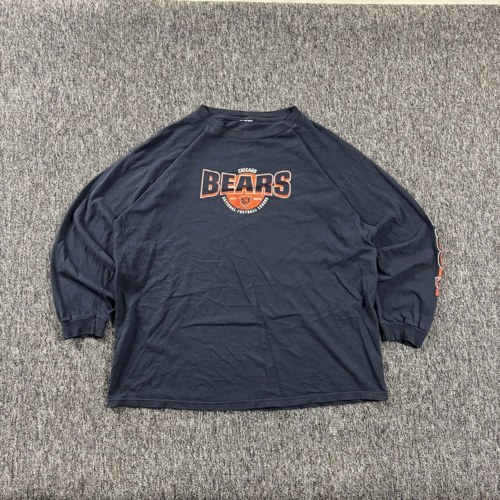 Vintage Y2K Chicago Bears Heavyweight Long Sleeve Graphic T-Shirt Navy Blue XL